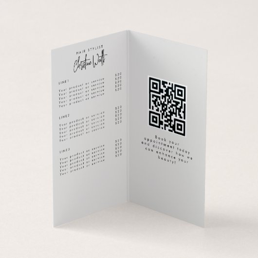 Minimalistische Light Peach Haarstylist prijslijst Visitekaartje (Binnen)