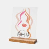 Minimalistische Light Peach Hair Stylist Wavy Hair Acryl Bord (Hoek)