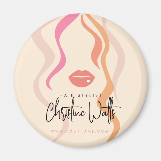 Minimalistische Light Peach Hair Stylist Wavy Hair Magneet (Voorkant)