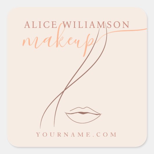 Minimalistische Light Peach Make-up Artist Line Ar Vierkante Sticker (Voorkant)