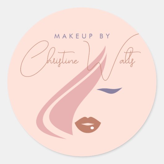Minimalistische Light Peach Roze Make-up Artist Gi Ronde Sticker (Voorkant)