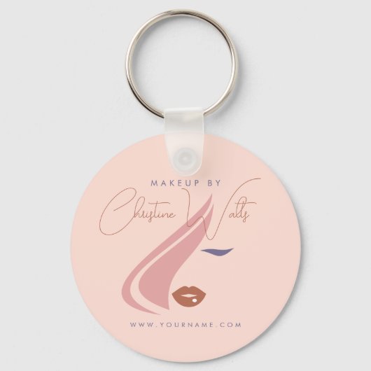 Minimalistische Light Peach Roze Make-up Artist Gi Sleutelhanger (Voorkant)