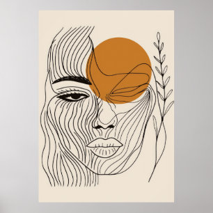 Minimalistische lijn boho-kunst aan de muur, Abstr Poster