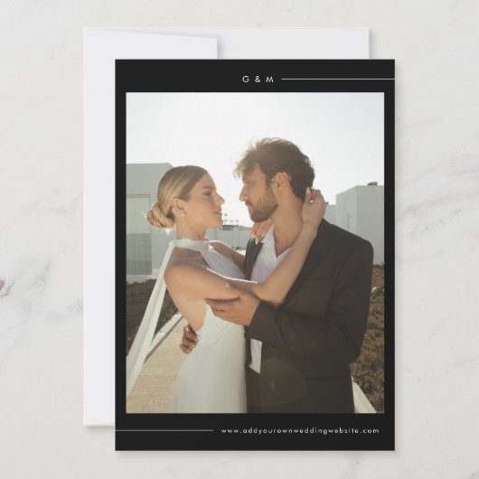 Minimalistische lijn | Elegante moderne foto bruil Save The Date (Achterkant)