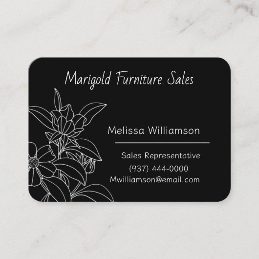 Minimalistische Lijn Illustratie Bloemen met QR Co Visitekaartje (Voorkant)