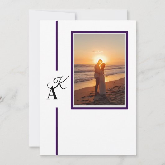 Minimalistische lijn Initiaal bruiloft uitnodigen Kaart (Achterkant)