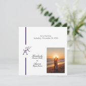 Minimalistische lijn Initiaal bruiloft uitnodigen Save The Date (Staand voorkant)