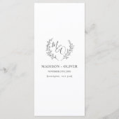 Minimalistische Lijn Laurel Leaf Tak Bruiloft Menu (Achterkant)