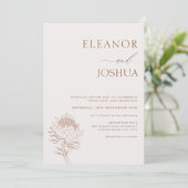 Minimalistische lijn Protea Boheemse bruiloft uitn Kaart (Staand voorkant)