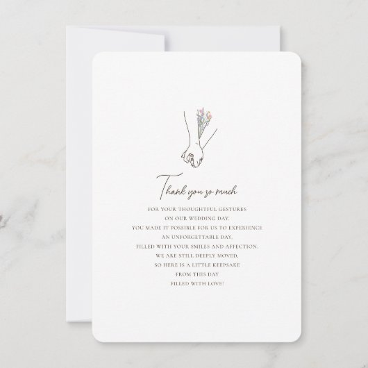 Minimalistische lijn romantische lavendel hand in  bedankkaart (Achterkant)