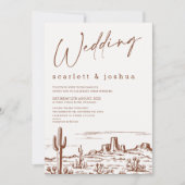 minimalistische lijn Terracotta Desert Wedding Kaart (Voorkant)