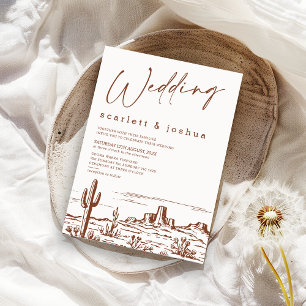 minimalistische lijn Terracotta Desert Wedding Kaart