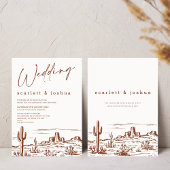 minimalistische lijn Terracotta Desert Wedding Kaart