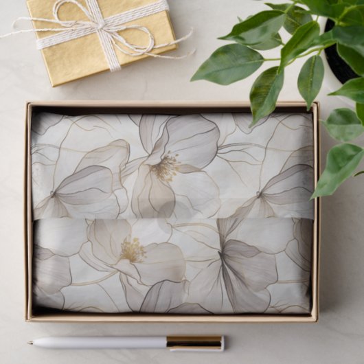 Minimalistische lijnbloemen ontkoppeling tissuepapier (Geschenk)