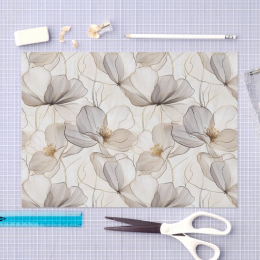 Minimalistische lijnbloemen ontkoppeling tissuepapier (Craft)