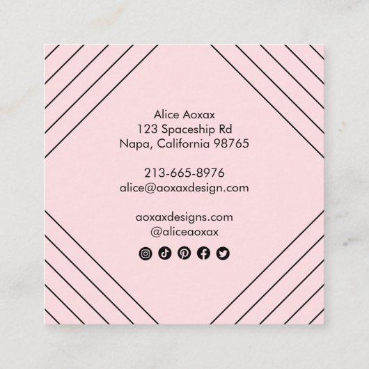 Minimalistische lijnen Abstracte vormen Unieke gra Vierkante Visitekaartje (Achterkant)