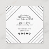 Minimalistische lijnen Abstracte vormen Unieke gra Vierkante Visitekaartje (Achterkant)