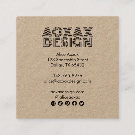 Minimalistische lijnen Abstracte vormen Unieke Kra Vierkante Visitekaartje (Achterkant)