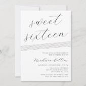 Minimalistische lijnen Black White Sweet 16 Kaart (Voorkant)