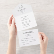Minimalistische Lijnen Bloemige Huwelijkskaart All