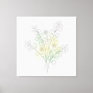 Minimalistische lijnkunst bloem abstract waterverf canvas afdruk