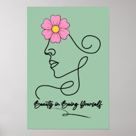 Minimalistische Lijnkunst Bloem Wandsiering Poster