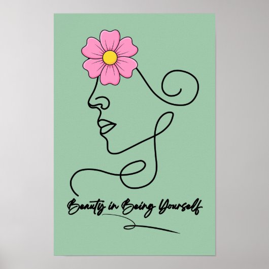 Minimalistische Lijnkunst Bloem Wandsiering Poster (Voorkant)