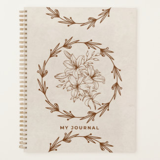 Minimalistische Lijnkunst Bloemenkrans & Crème  Planner