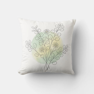 Minimalistische lijnkunst bloemige eucalyptus bos  kussen
