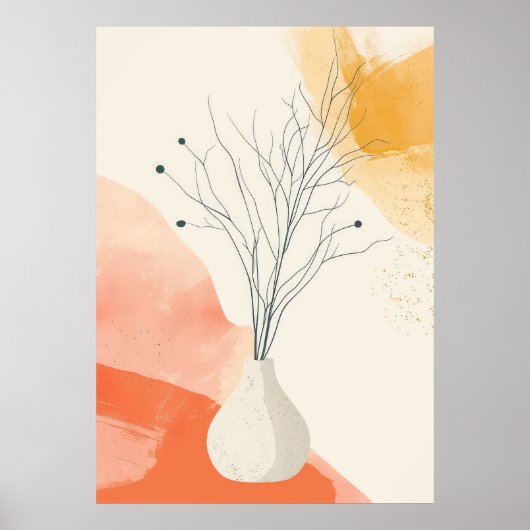 minimalistische lijnkunst, Botanical Boho Grey Lin Poster (Voorkant)