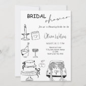 Minimalistische Lijnkunst Bruiloft Feest Kaart (Voorkant)
