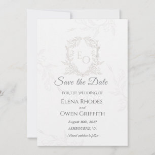 Minimalistische Lijnkunst Crest Save the Date Huwe