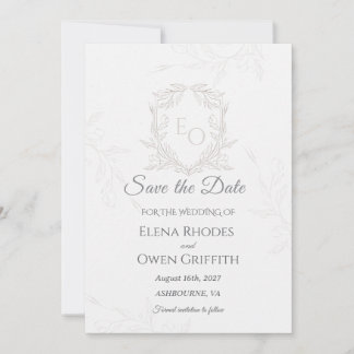 Minimalistische Lijnkunst Crest Save the Date Huwe