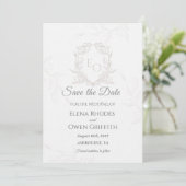 Minimalistische Lijnkunst Crest Save the Date Huwe (Staand voorkant)