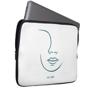 Minimalistische lijnkunst gezicht gepersonaliseerd laptop sleeve