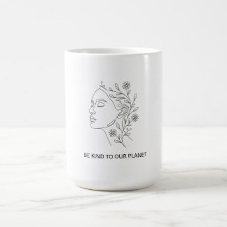Minimalistische Lijnkunst Gezicht Wees Aardig Eco Koffiemok
