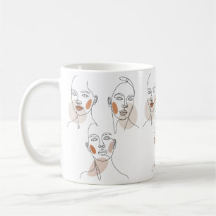 Minimalistische lijnkunst gezichten van vrouwen koffiemok