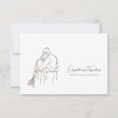 Minimalistische lijnkunst hand in hand bloemen bedankkaart (Voorkant)