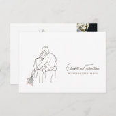 Minimalistische lijnkunst hand in hand bloemen bedankkaart (Voorkant / Achterkant)