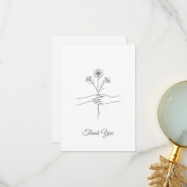 Minimalistische Lijnkunst Handen & Bloemen Trouw B Bedankkaart