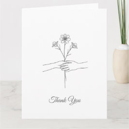 Minimalistische Lijnkunst Handen & Bloemen Trouw D Bedankkaart