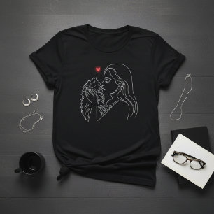 Minimalistische lijnkunst kat moeder T-shirt voor