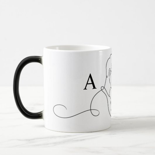 Minimalistische lijnkunst Koppel Custom naam mok (Links)