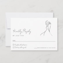 Minimalistische Lijnkunst Koppel Trouw RSVP Kaart