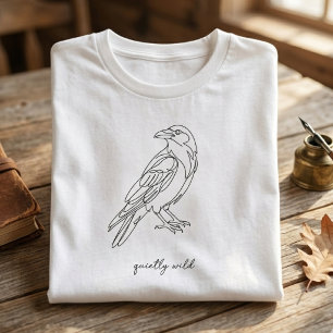 Minimalistische lijnkunst Kraai Rustig wilde T-shi T-shirt