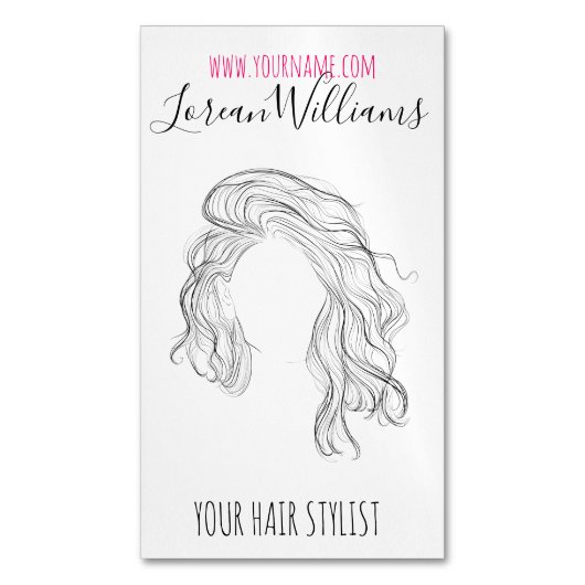 Minimalistische lijnkunst Lange golvende natuurlij Magnetisch Visitekaartje (Voorkant Verticaal)