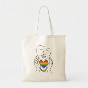 Minimalistische lijnkunst menselijke trots regenbo tote bag