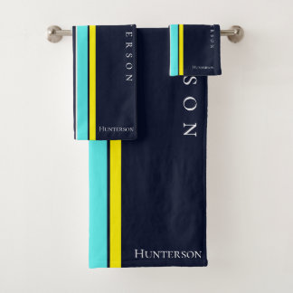 Minimalistische Lijnkunst Monogram Familienaam Bad Handdoek