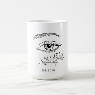 Minimalistische lijnkunst oog & botanisch blad chi koffiemok