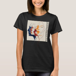 Minimalistische Lijnkunst Portret met Overlappende T-shirt